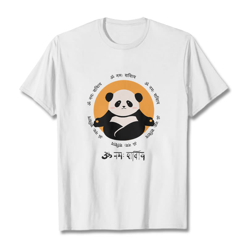 Buddha Stonesパンダ サンスクリット ナマ シヴァヤ Tシャツ Tシャツ - 白 - 2XL - image 1