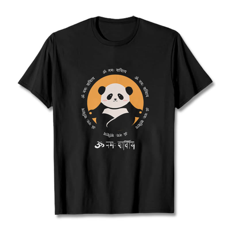 Buddha Stonesパンダ サンスクリット ナマ シヴァヤ Tシャツ Tシャツ - 黒 - 2XL - image 5