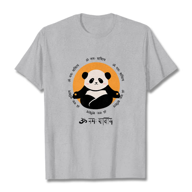 Buddha Stonesパンダ サンスクリット ナマ シヴァヤ Tシャツ Tシャツ - ライトグレー - 2XL - image 19