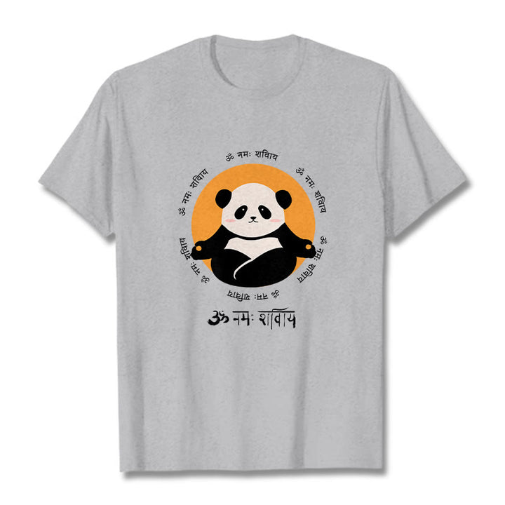 Buddha Stonesパンダ サンスクリット ナマ シヴァヤ Tシャツ Tシャツ - ライトグレー - 2XL - image 19