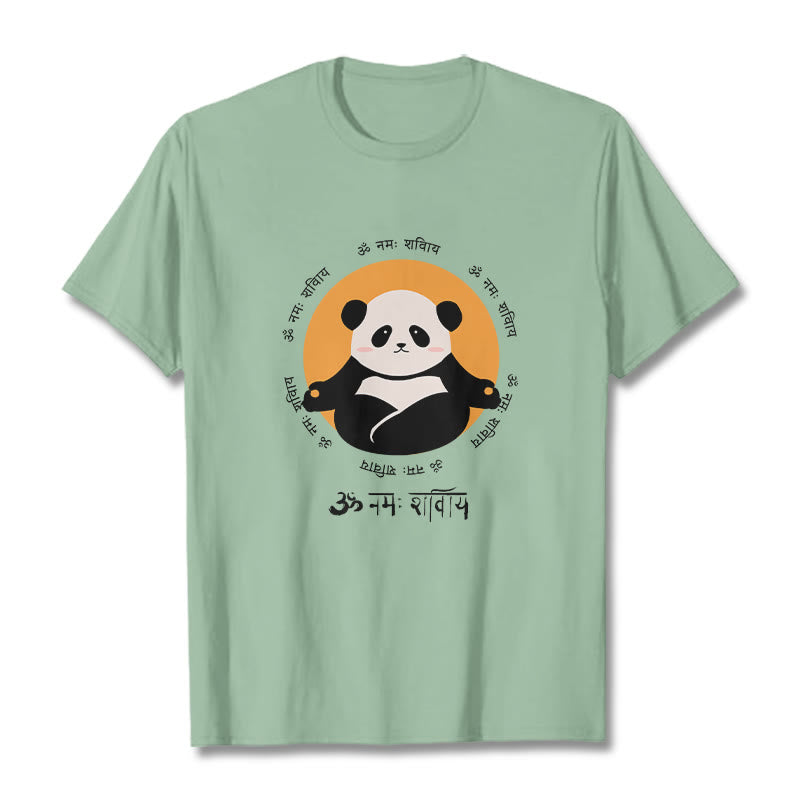 Buddha Stonesパンダ サンスクリット ナマ シヴァヤ Tシャツ Tシャツ - 淡い緑色 - 2XL - image 14