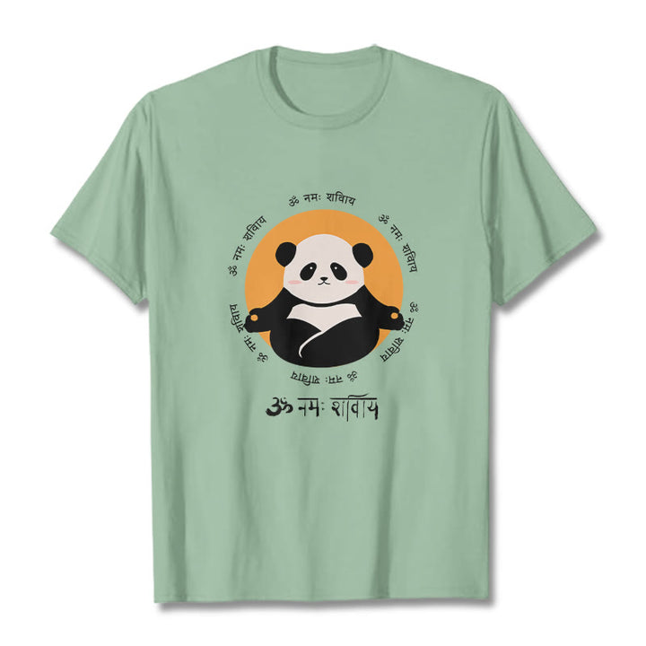 Buddha Stonesパンダ サンスクリット ナマ シヴァヤ Tシャツ Tシャツ - ペールグリーン - 2XL - image 15