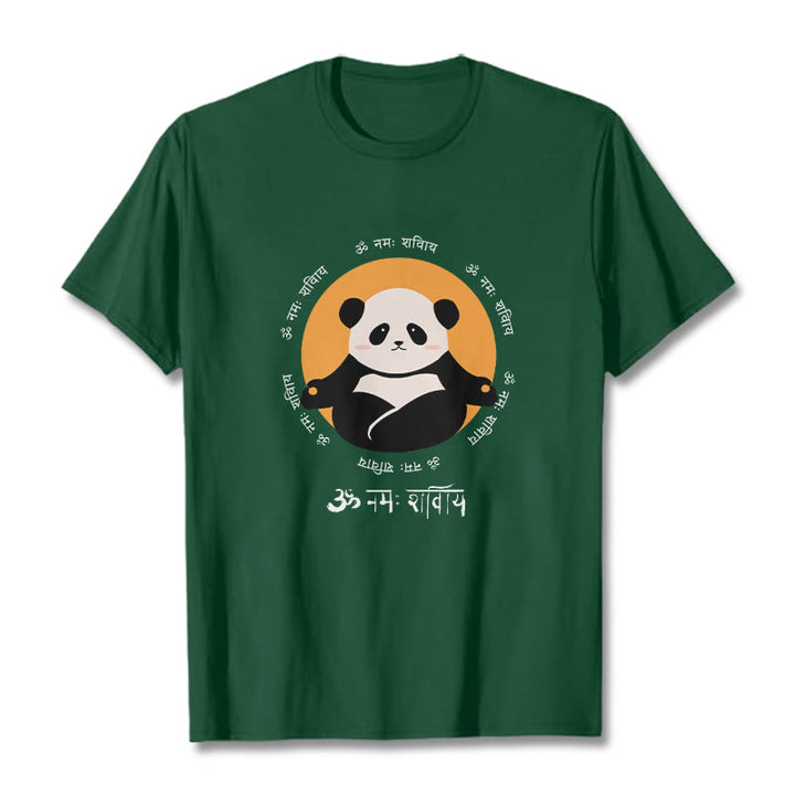 Buddha Stonesパンダ サンスクリット ナマ シヴァヤ Tシャツ Tシャツ - フォレストグリーン - 2XL - image 11