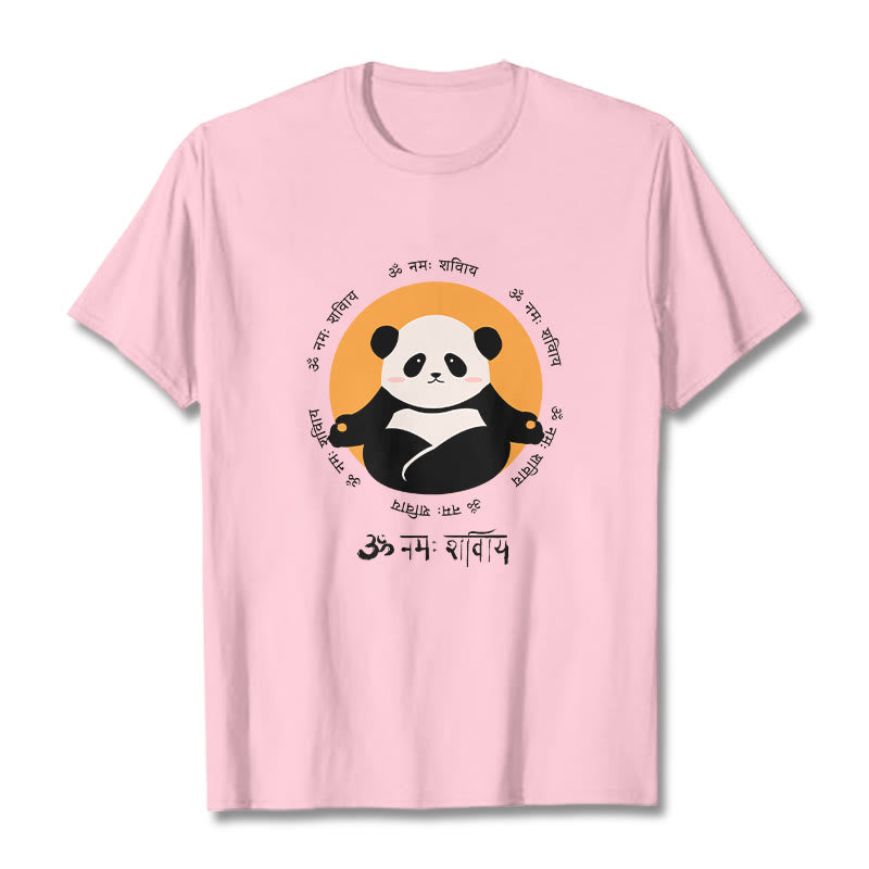 Buddha Stonesパンダ サンスクリット ナマ シヴァヤ Tシャツ Tシャツ - ライトピンク - 2XL - image 12