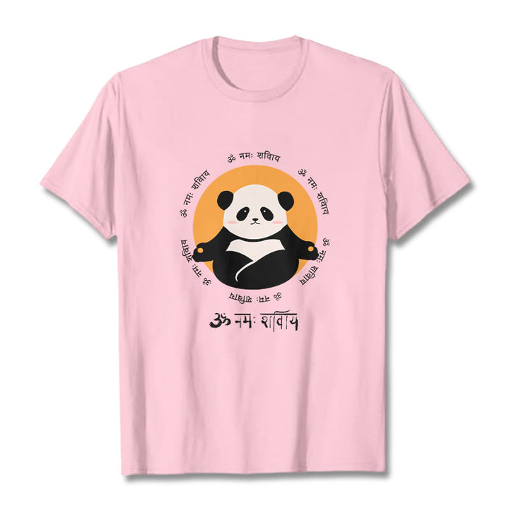 Buddha Stonesパンダ サンスクリット ナマ シヴァヤ Tシャツ Tシャツ - ライトピンク - 2XL - image 13