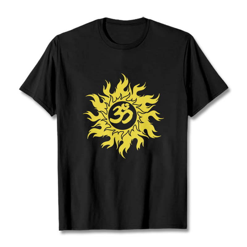 Buddha Stones OM マントラ サンスクリット ゴールド サン T シャツ T シャツ - 黒 - 2XL - image 1