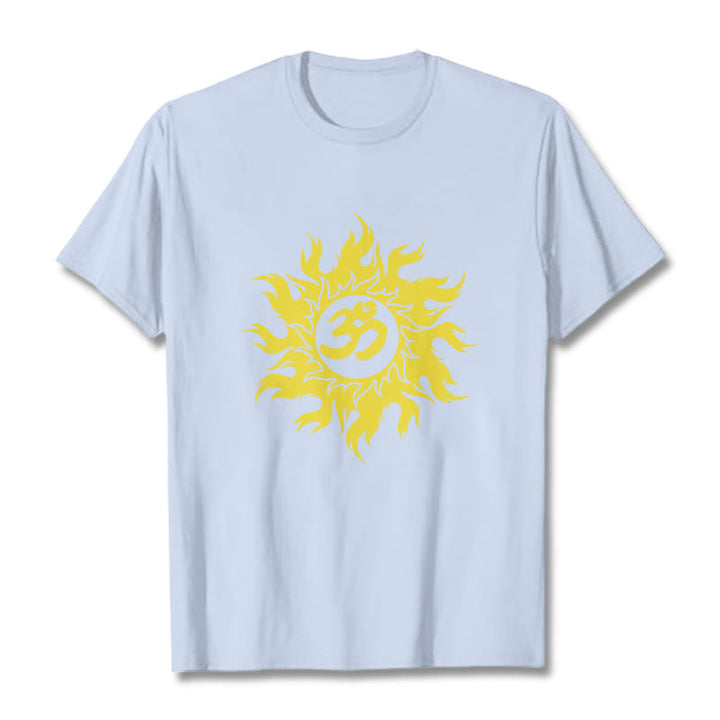 Buddha Stones OM マントラ サンスクリット ゴールド サン T シャツ T シャツ - ライトシアン - 2XL - image 18