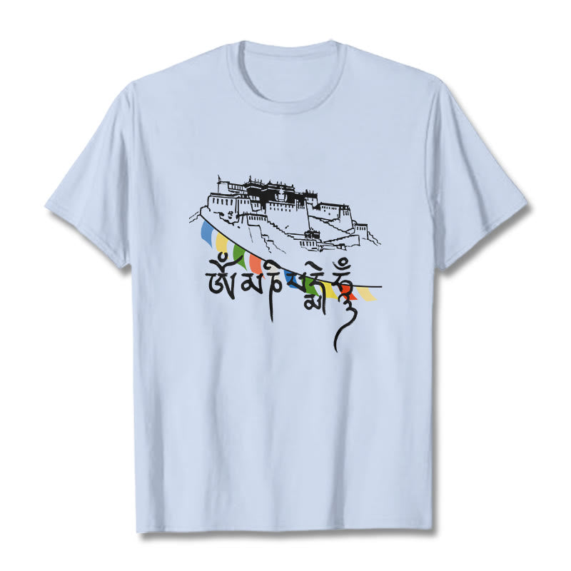 Buddha Stonesポタラ宮オーム・マニ・パドメ・フム祈祷旗 コットンTシャツ - ライトシアン - 2XL - image 9