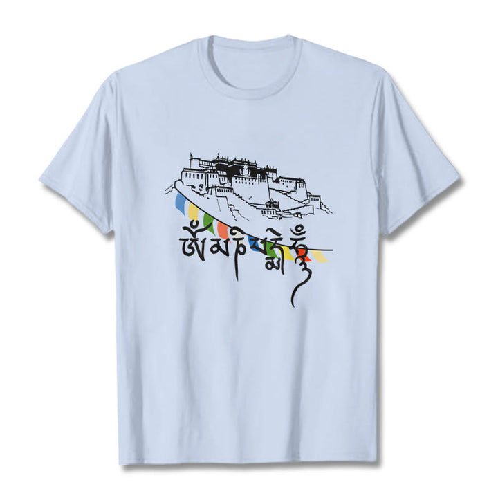 Buddha Stonesポタラ宮オーム・マニ・パドメ・フム祈祷旗 コットンTシャツ - ライトシアン - 2XL - image 9