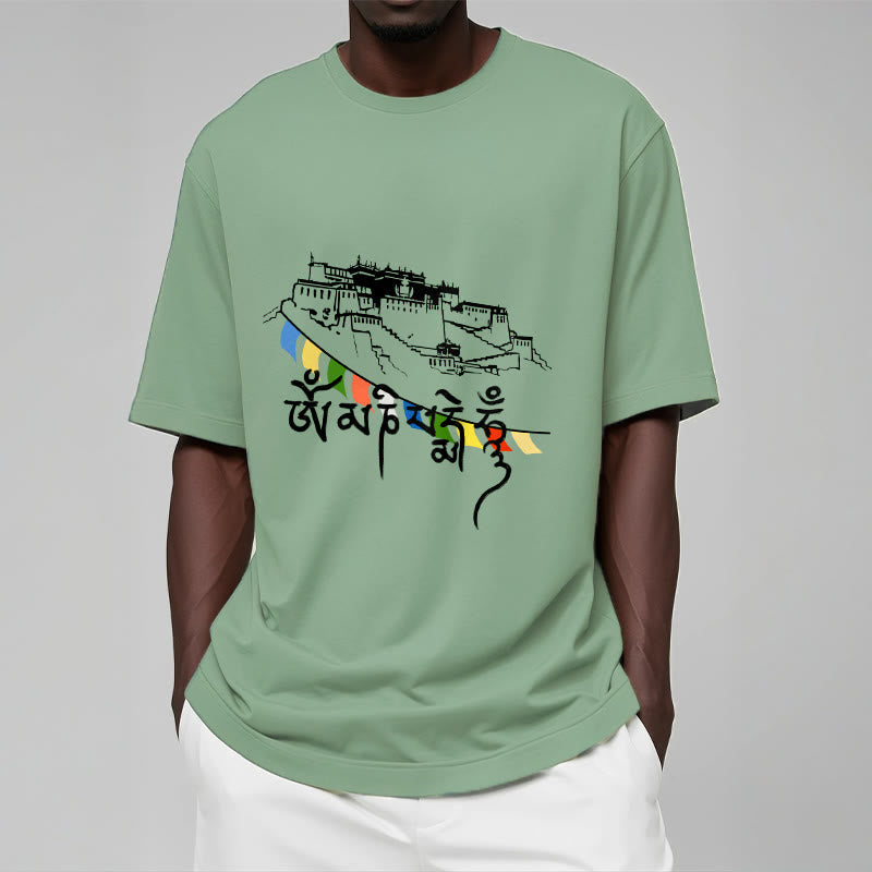 Buddha Stonesポタラ宮オーム・マニ・パドメ・フム祈祷旗 コットンTシャツ - image 15