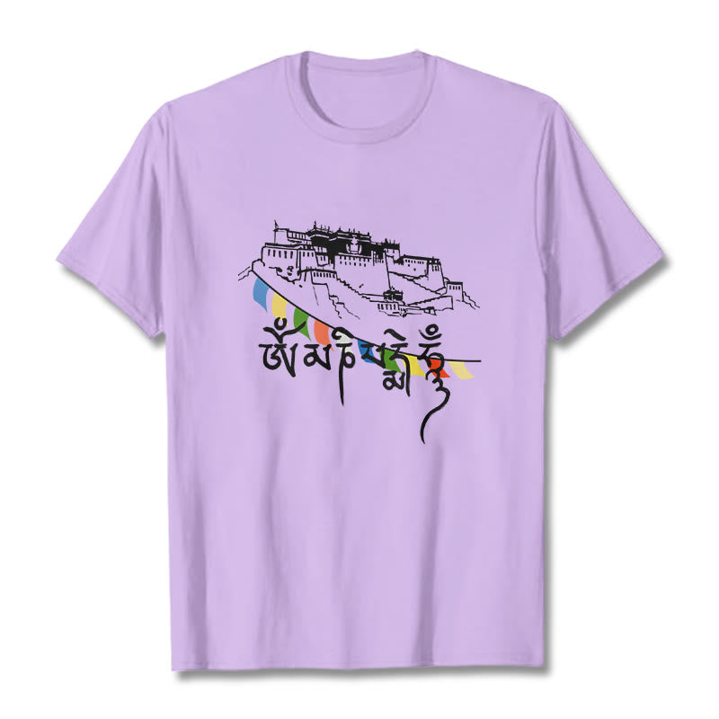 Buddha Stonesポタラ宮オーム・マニ・パドメ・フム祈祷旗 コットンTシャツ - 梅 - 2XL - image 16