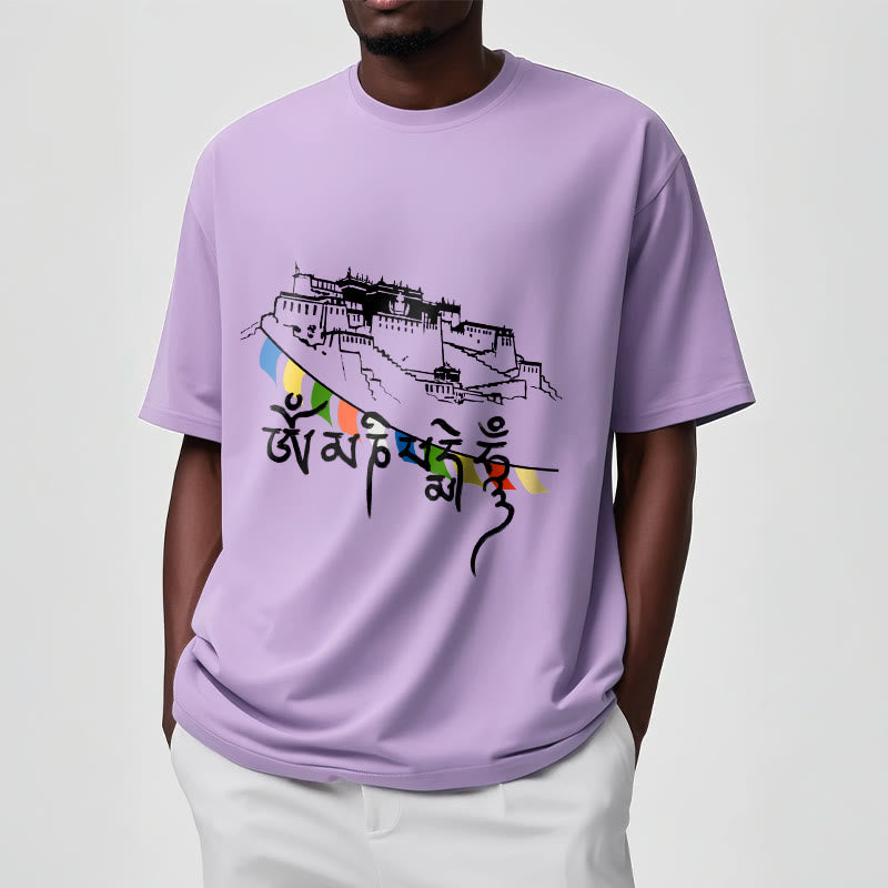 Buddha Stonesポタラ宮オーム・マニ・パドメ・フム祈祷旗 コットンTシャツ - image 17