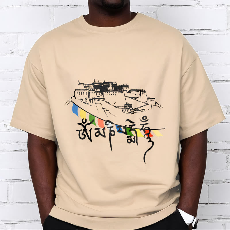 Buddha Stonesポタラ宮オーム・マニ・パドメ・フム祈祷旗 コットンTシャツ - image 10