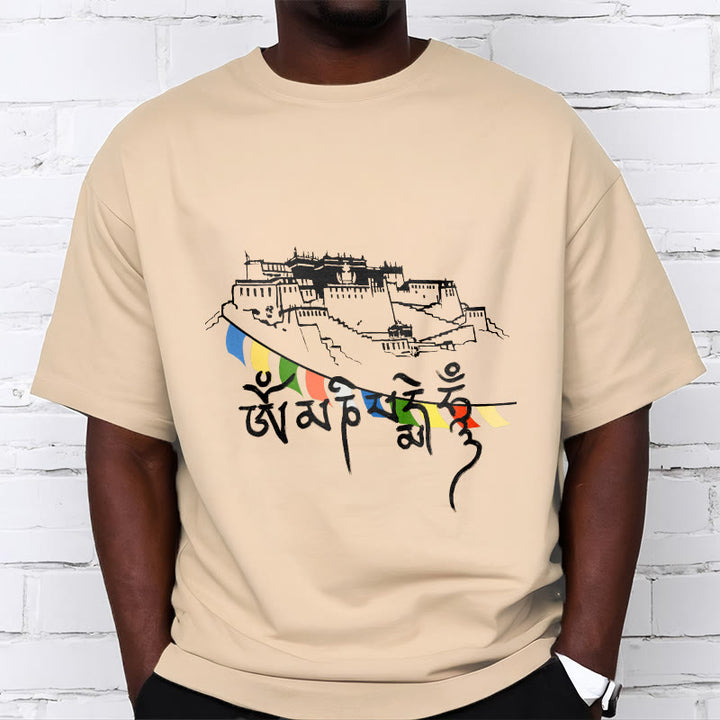 Buddha Stonesポタラ宮オーム・マニ・パドメ・フム祈祷旗 コットンTシャツ - image 10