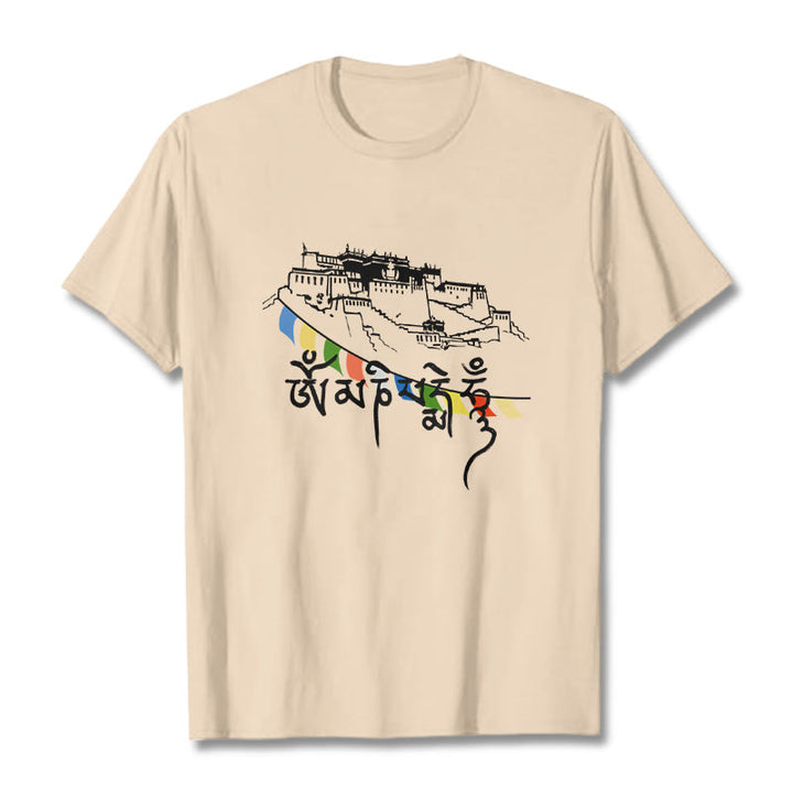 Buddha Stonesポタラ宮オーム・マニ・パドメ・フム祈祷旗 コットンTシャツ - ビスク - 2XL - image 9
