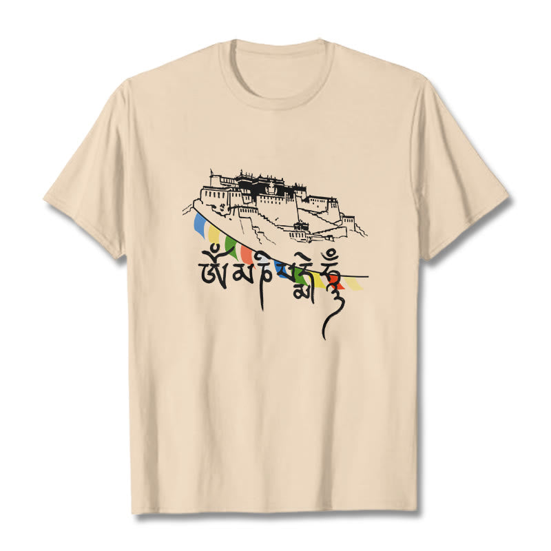Buddha Stonesポタラ宮オーム・マニ・パドメ・フム祈祷旗 コットンTシャツ - ビスク - 2XL - image 10