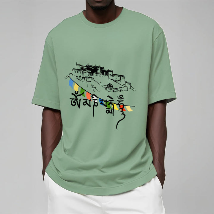 Buddha Stonesポタラ宮オーム・マニ・パドメ・フム祈祷旗 コットンTシャツ - image 16
