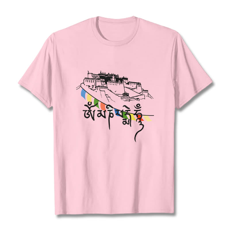Buddha Stonesポタラ宮オーム・マニ・パドメ・フム祈祷旗 コットンTシャツ - ライトピンク - 2XL - image 18