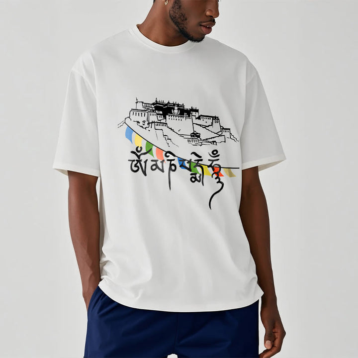 Buddha Stonesポタラ宮オーム・マニ・パドメ・フム祈祷旗 コットンTシャツ - image 12
