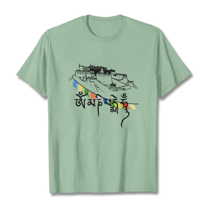 Buddha Stonesポタラ宮オーム・マニ・パドメ・フム祈祷旗 コットンTシャツ - 淡い緑色 - 2XL - image 14