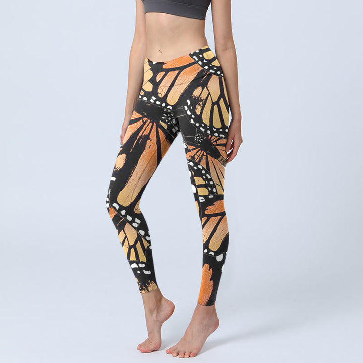 Buddha Stonesイエロー バタフライプリント エクササイズレギンス レディース ヨガパンツ - 黒 - US18、 UK/AU22、 EU50 (4XL) - image 1