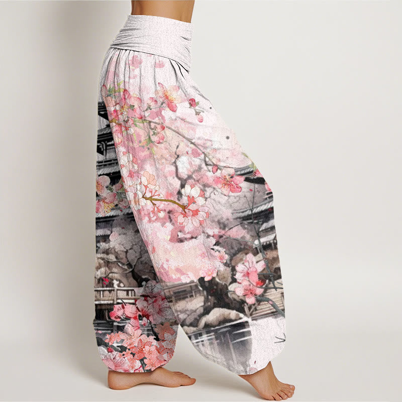 Buddha Stonesパビリオン 桜柄 レディース 伸縮性ウエスト ハーレムパンツ - image 3
