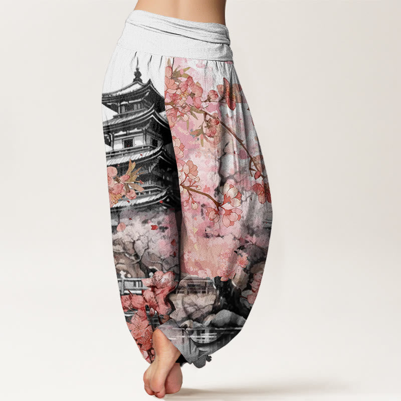 Buddha Stonesパビリオン 桜柄 レディース 伸縮性ウエスト ハーレムパンツ - image 6