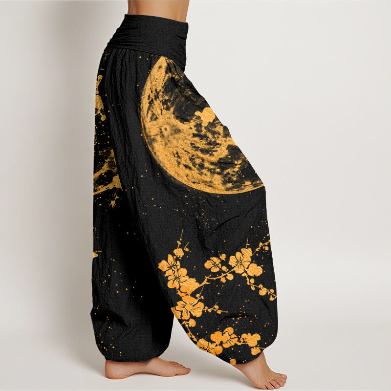 Buddha Stones金梅 満月柄 レディース ウエストゴム ハーレムパンツ - image 3