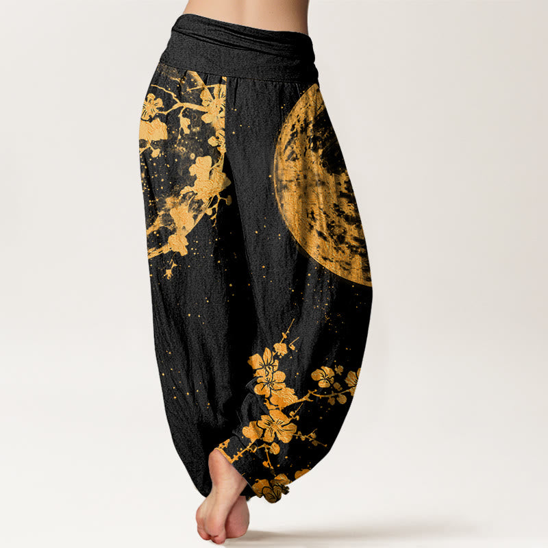 Buddha Stones金梅 満月柄 レディース ウエストゴム ハーレムパンツ - image 2