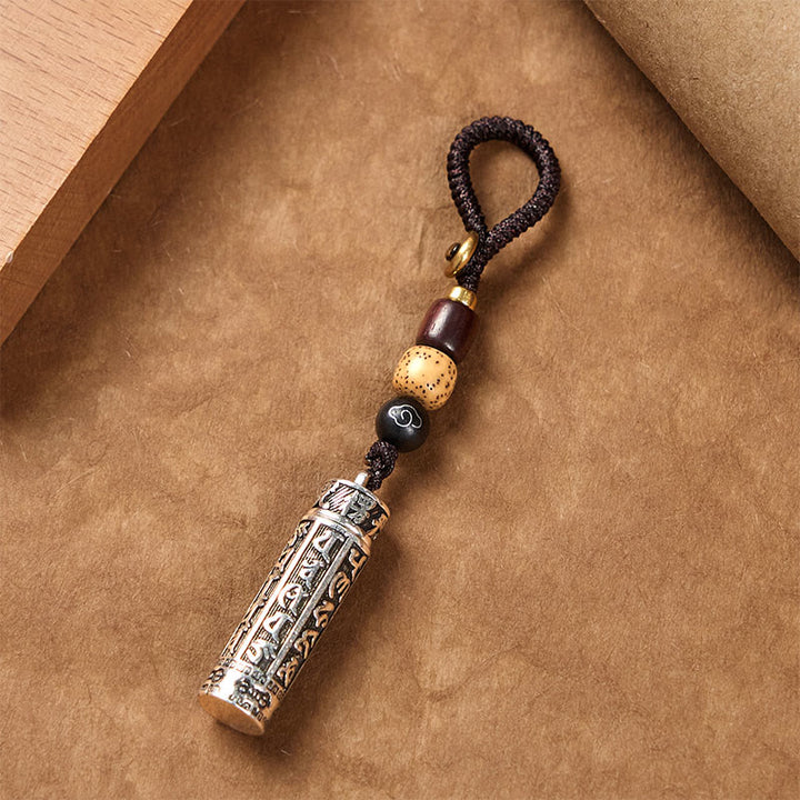 Buddha StonesチベットOm Mani Padme Humシュランガママントラ金剛柄銅純度キーホルダー