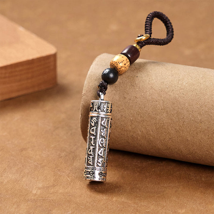 Buddha StonesチベットOm Mani Padme Humシュランガママントラ金剛柄銅純度キーホルダー
