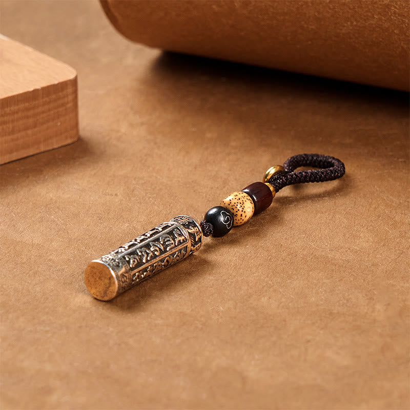 Buddha StonesチベットOm Mani Padme Humシュランガママントラ金剛柄銅純度キーホルダー