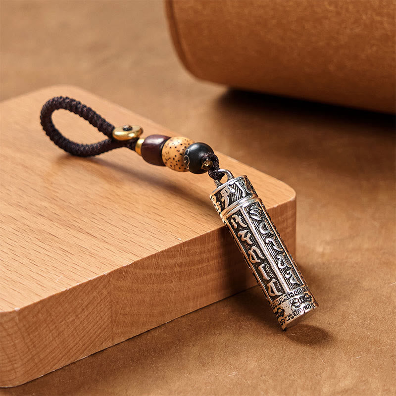 Buddha StonesチベットOm Mani Padme Humシュランガママントラ金剛柄銅純度キーホルダー