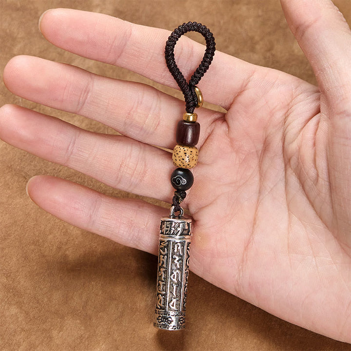 Buddha StonesチベットOm Mani Padme Humシュランガママントラ金剛柄銅純度キーホルダー