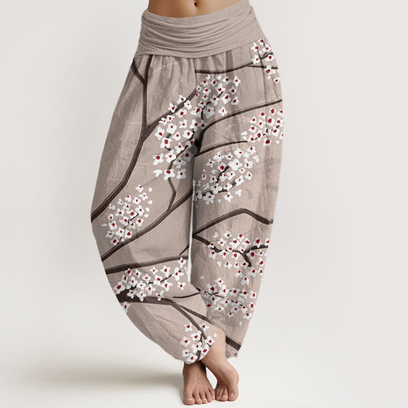 Buddha Stonesカジュアル梅の花の枝柄レディース伸縮性ウエストハーレムパンツ - タン - US22、 UK/AU26、 EU54 (6XL) - image 5