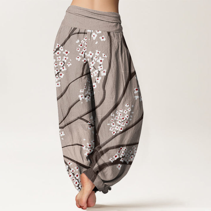 Buddha Stonesカジュアル梅の花の枝柄レディース伸縮性ウエストハーレムパンツ - image 6