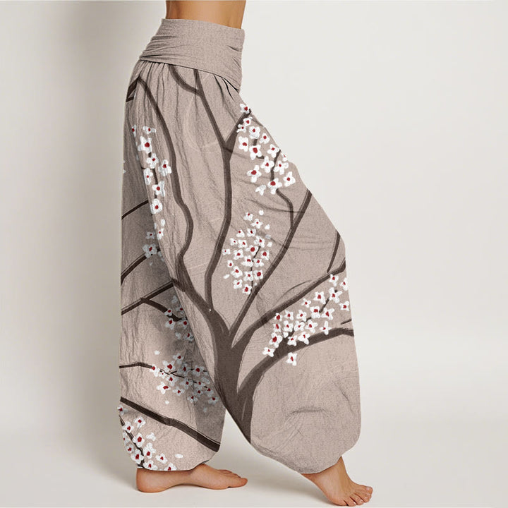 Buddha Stonesカジュアル梅の花の枝柄レディース伸縮性ウエストハーレムパンツ - image 7