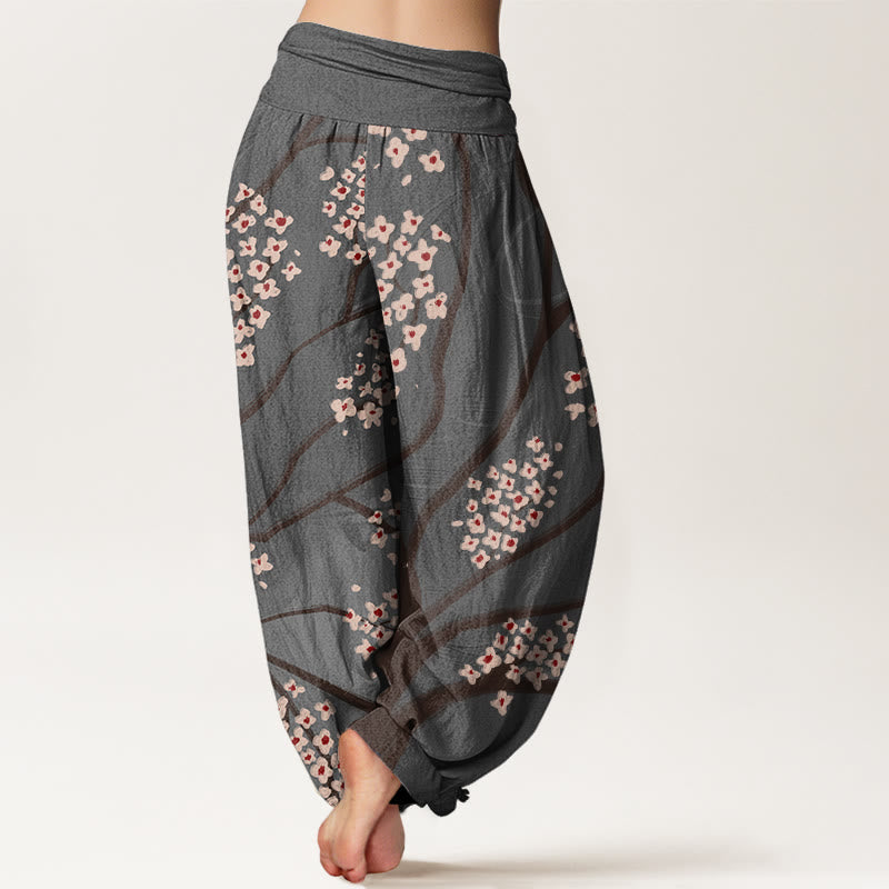 Buddha Stonesカジュアル梅の花の枝柄レディース伸縮性ウエストハーレムパンツ - image 9