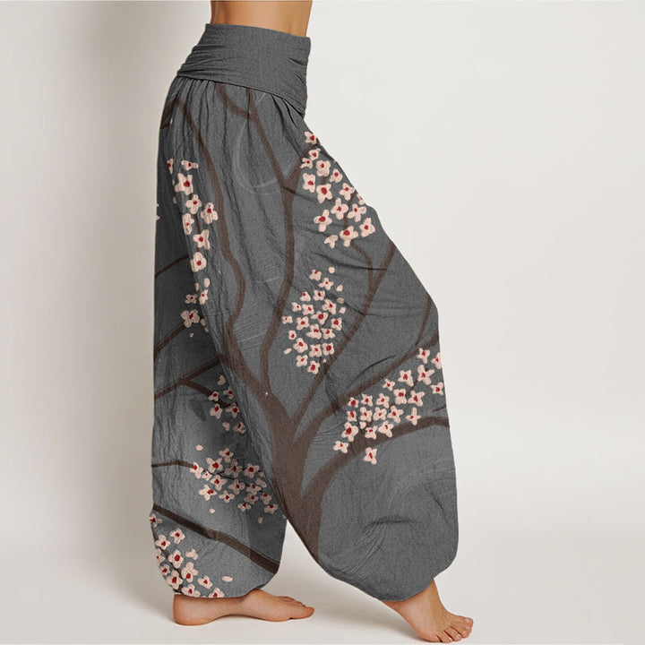 Buddha Stonesカジュアル梅の花の枝柄レディース伸縮性ウエストハーレムパンツ - image 10