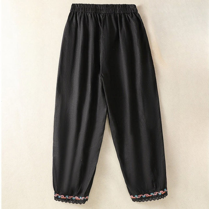Buddha Stonesカジュアル 無地 レース サイドデザイン 7-8丈 コットンリネン レディース ハーレムパンツ ポケット付き - image 25