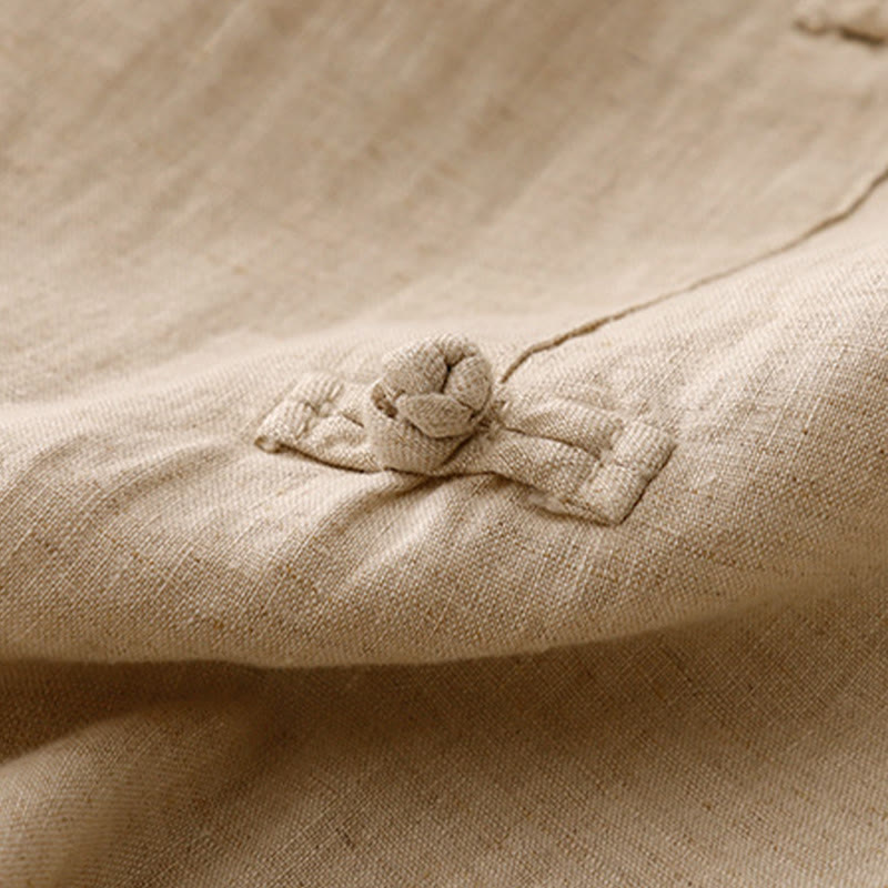 Buddha Stonesカジュアル 無地 フロッグボタンデザイン 7-8丈 コットンリネン レディース ハーレムパンツ ポケット付き - image 14