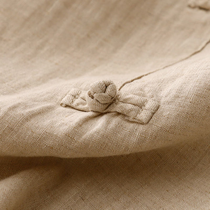 Buddha Stonesカジュアル 無地 フロッグボタンデザイン 7-8丈 コットンリネン レディース ハーレムパンツ ポケット付き - image 14