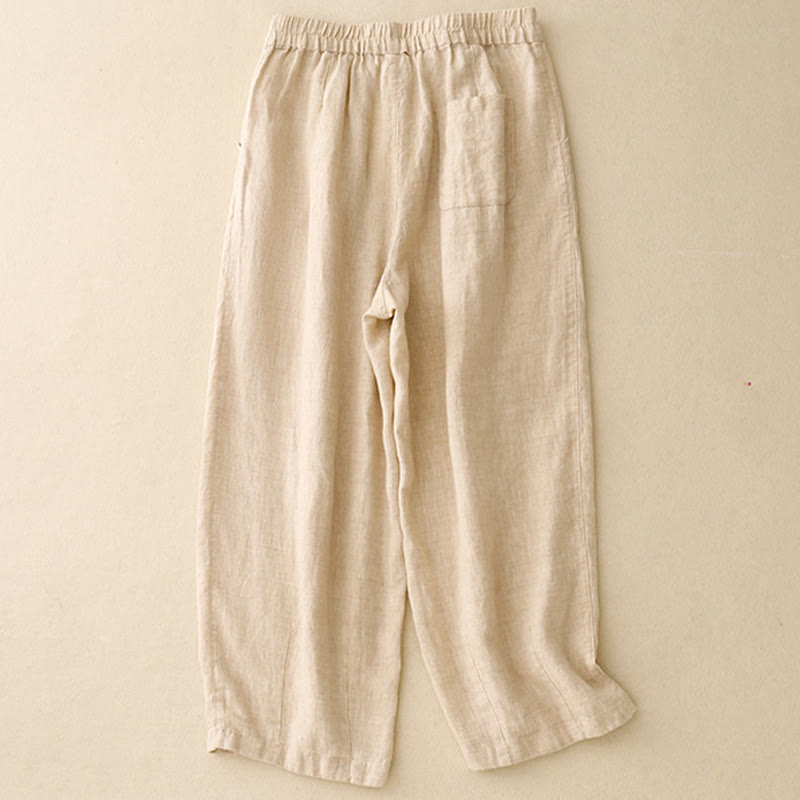 Buddha Stonesカジュアル 無地 フロッグボタンデザイン 7-8丈 コットンリネン レディース ハーレムパンツ ポケット付き - image 8