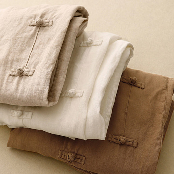 Buddha Stonesカジュアル 無地 フロッグボタンデザイン 7-8丈 コットンリネン レディース ハーレムパンツ ポケット付き - image 19