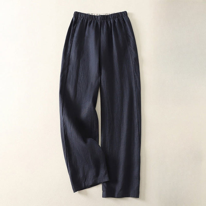 Buddha Stonesデイリー 無地 シンプルデザイン コットンリネン レディース パンツ ポケット付き - ミッドナイトブルー - US8-10，UK/AU12-14，EU40-42 (2XL) - image 15