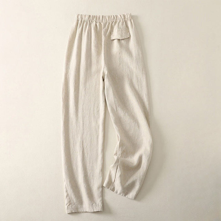 Buddha Stonesデイリー 無地 シンプルデザイン コットンリネン レディース パンツ ポケット付き - image 1