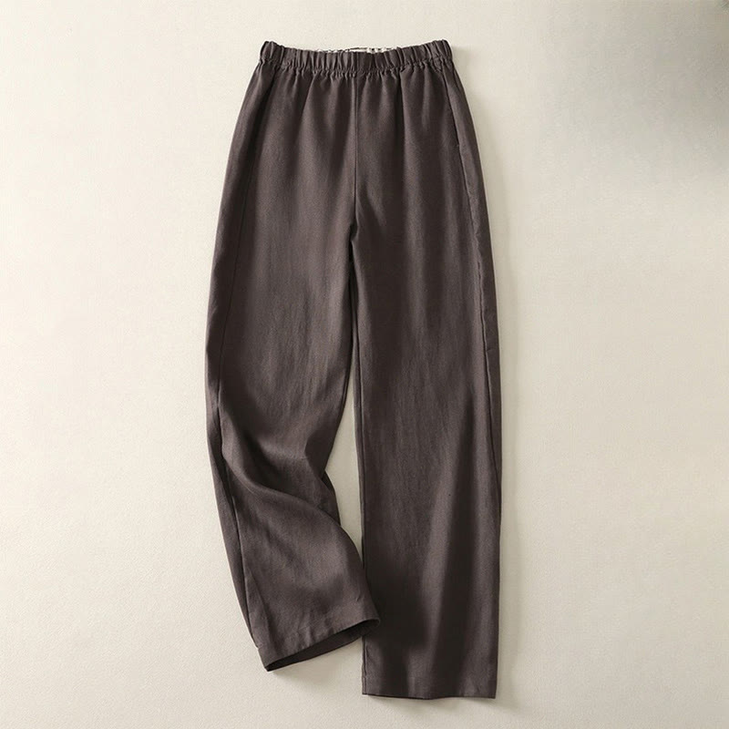 Buddha Stonesデイリー 無地 シンプルデザイン コットンリネン レディース パンツ ポケット付き - サドルブラウン - US8-10，UK/AU12-14，EU40-42 (2XL) - image 11