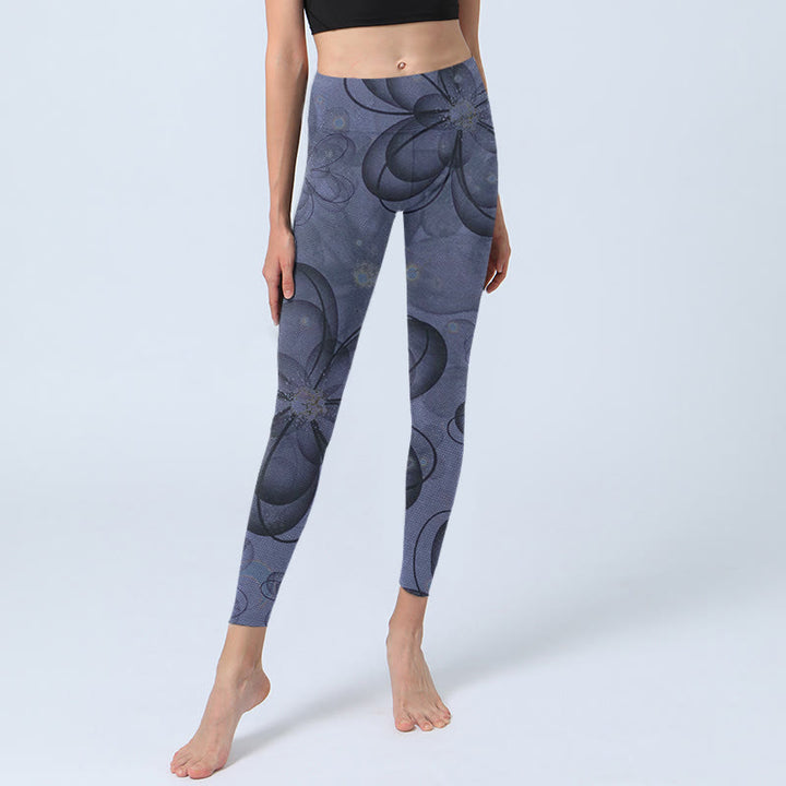Buddha Stones抽象花びら柄プリントジムレギンスレディースヨガパンツ - image 6