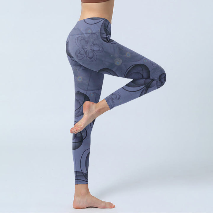 Buddha Stones抽象花びら柄プリントジムレギンスレディースヨガパンツ - image 4