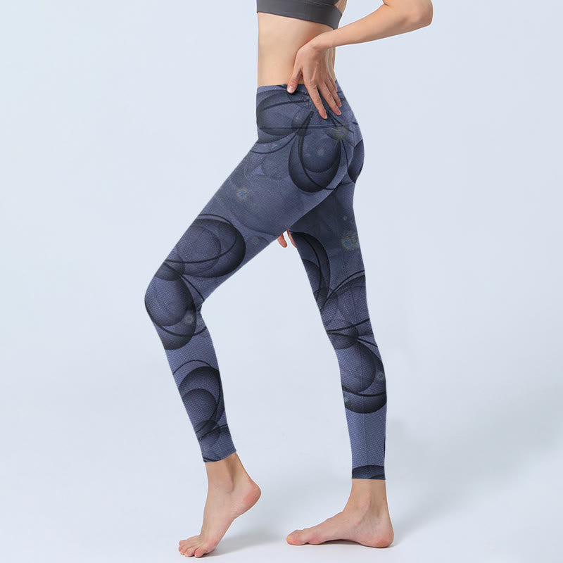 Buddha Stones抽象花びら柄プリントジムレギンスレディースヨガパンツ - image 3